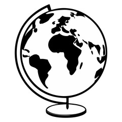 World globe in flat, line icon set. Globe Icon Set, World Map Symbol, Earth Planet Design, Global Network and International Concept.