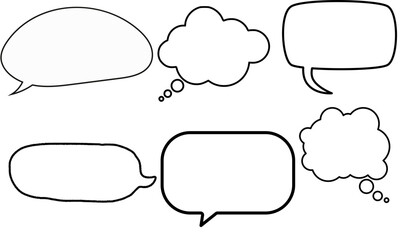 Collection of various speech bubbles with different shapes and outlines, ready for text.