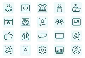 Networking and community line icon set. Featuring minimal vector outline designs of networking. Thin outline icons pack. Vector illustration