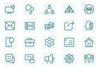 Networking and community line icon set. Featuring minimal vector outline designs of networking. Thin outline icons pack. Vector illustration