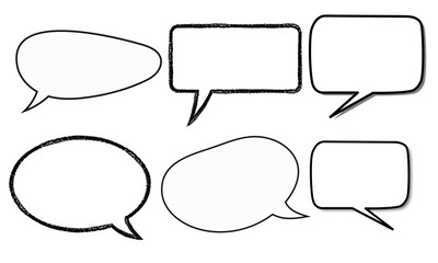Collection of various comic book style speech bubbles in different shapes.