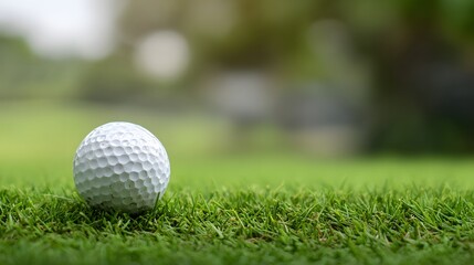 Fototapeta premium Minimal golf background blurred grass focus on golf ball