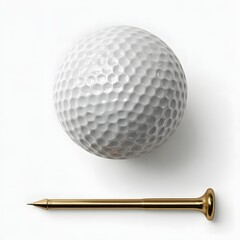 Golf ball and tee mockup isolated high detail realistic