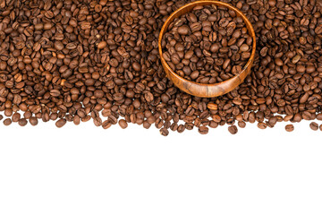 Freshly roasted coffee beans isolated on white background. coffee texture close-up, top view (10)