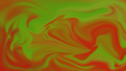 Abstract swirls of green and red paint