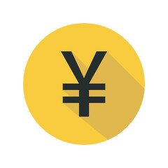 Yen symbol on a bright yellow coin representing prosperity and financial strength in global markets with a soft long