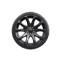 Fototapeta premium Sleek Black Alloy Wheel with Tire - Automotive Part