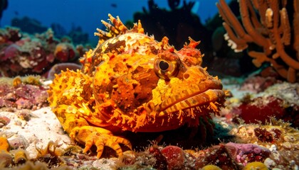 Magnificent Stonefish in its natural habitat on the ocean floor with vibrant details