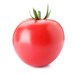One ripe red tomato isolated on white