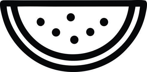 Stylized black and white watermelon slice icon simple summer fruit design freshness symbol isolated graphic element