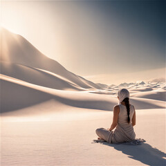 사막의 여자, A woman in the desert, 사막에서, In the desert, 사망위의 명상, Meditation on death, 요가, Yoga, 명상, Meditation, 여행, Travel, 
광야, Wilderness, Alone, 고독, Solitude, 여자