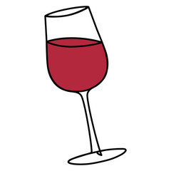 Glass with red wine line icon. Party concept. Wineglass drink. Vector illustration isolated on white.