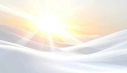 Radiant sun over smooth, flowing hills