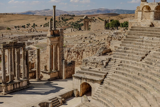 ancient roman amphitheater in douga tunisia