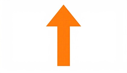 Simple orange arrow pointing upward on white background