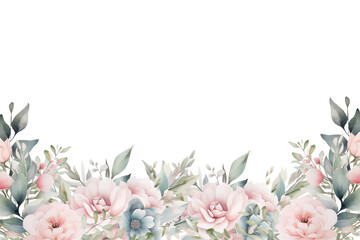 Watercolor flower border for wedding, birthday, card, background, invitation, wallpaper, sticker, decoration etc.