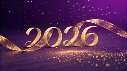 Golden ribbon elegantly swirling to celebrate the arrival of a new year filled with hope and joy in 2026