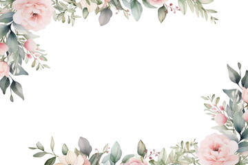 Watercolor flower border for wedding, birthday, card, background, invitation, wallpaper, sticker, decoration etc.