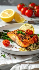 Salmon with Asparagus and Quinoa