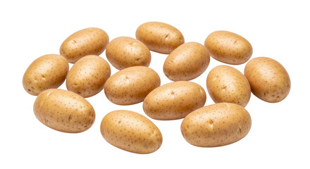 Isolated small potatoes, new crop of potato tubers, food ingredient for cooking at home