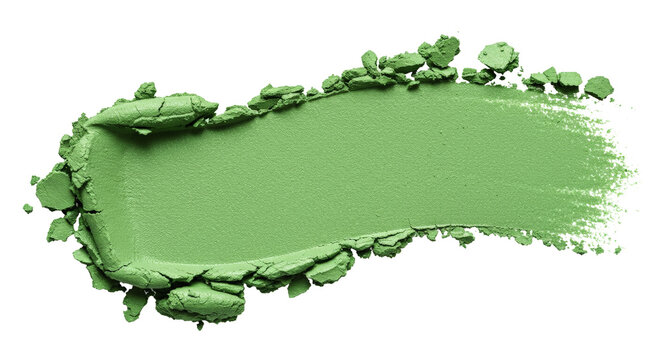 Green crushed powder swatch isolated on white background