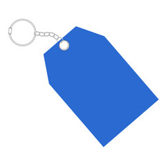 Blue Price Tag Icon with Keychain – Blank Sale Label Template and Text Frame on Transparent Background for Discounts and Promotions