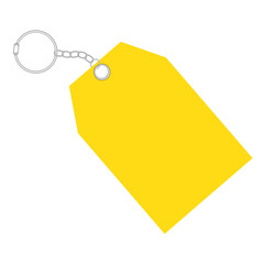 Yellow Price Tag Icon with Keychain – Blank Sale Label Template and Text Frame on Transparent Background for Discounts and Promotions
