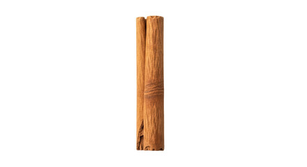 Isolated cinnamon stick with reddish-brown bark, culinary spice in a vertical orientation