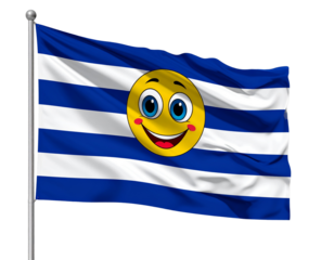 Smiling Cartoon Flag Character with Big Eyes, Transparent PNG