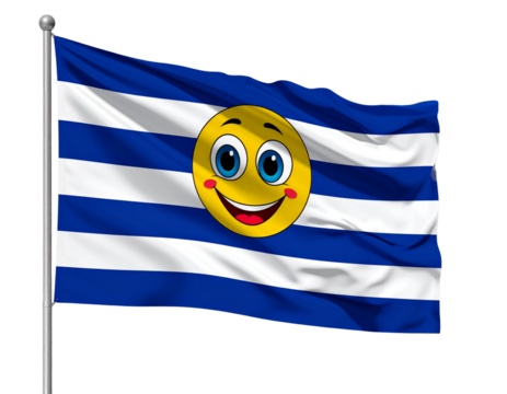 Smiling Cartoon Flag Character with Big Eyes, Transparent PNG