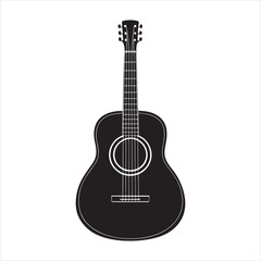 Obraz premium silhouette acoustic guitar on white background