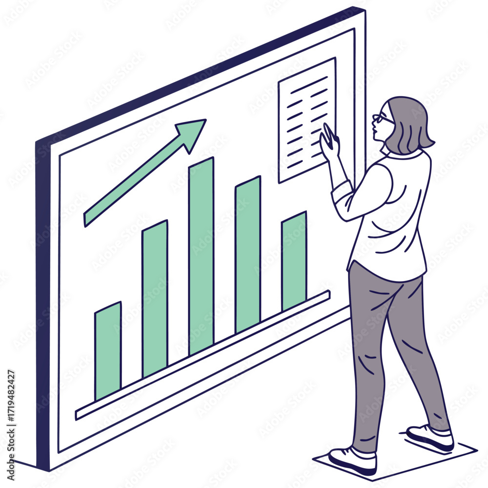 Poster modern flat bar chart icon with clean blocks and polished design elements