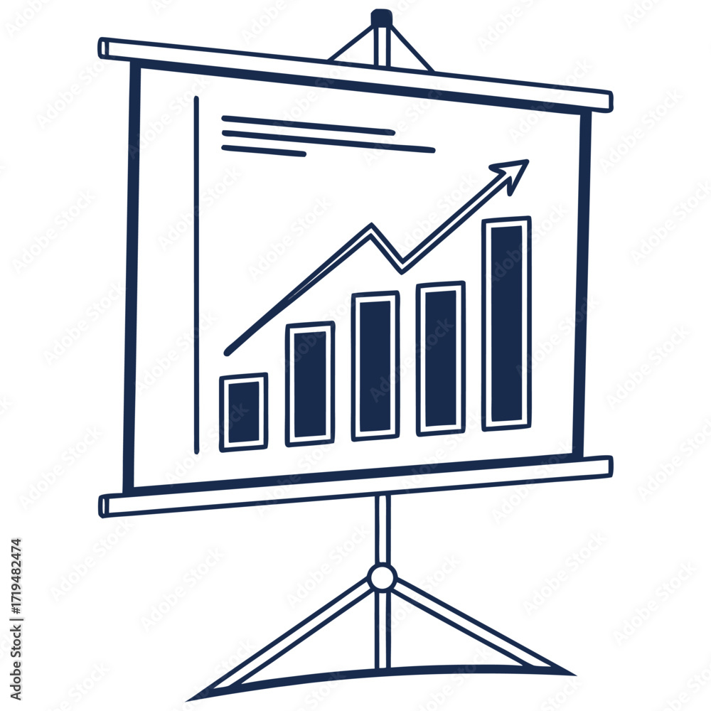 Poster clean and modern bar chart icon for business presentations and data visualization