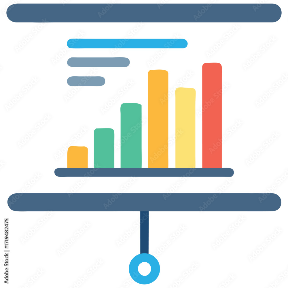Poster modern flat bar chart presentation icon with vibrant color options for business and data visualizati
