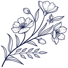 Elegant thin line art floral design with subtle color accents and geometric elements