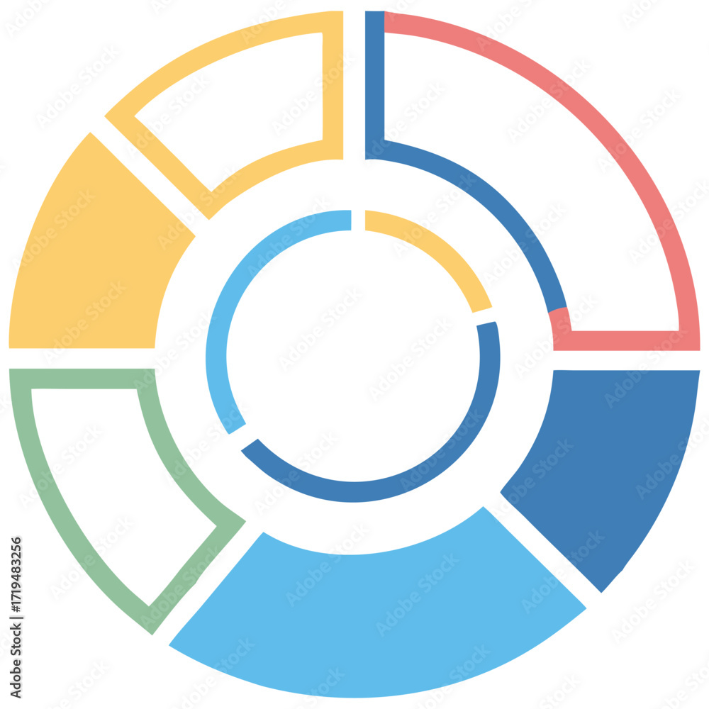 Poster modern flat donut chart slice with elegant lines and color gradients