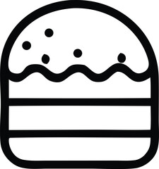 Simple hand-drawn burger icon a delicious treat symbol representing fast food and classic american cuisine