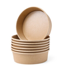 Set of disposable bowls isolated on white