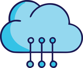 Digital cloud computing icon with network connections representing data storage and connectivity solutions for modern technology