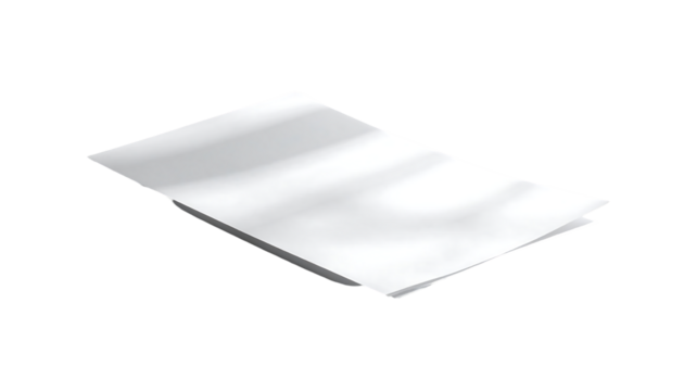A stack of blank, white, rectangular papers, slightly offset, showing subtle shadows and creases, suggesting texture and a slight bend