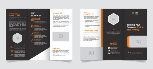 Modern trifold brochure design template with banner and vector elements