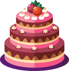 four layer birthday cake icon