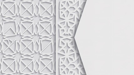 Geometric white patterns with layered paper elements creating a modern and clean design aesthetic