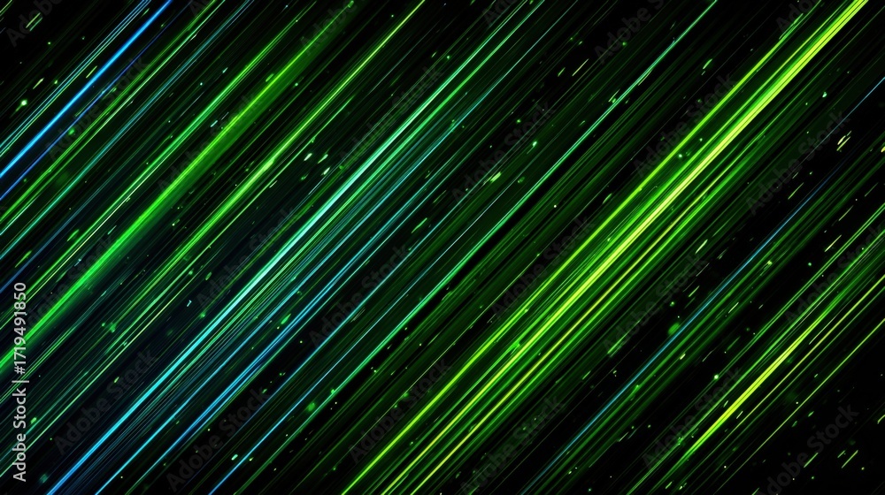 Poster dynamic abstract background with diagonal green and blue lines, perfect for technology and modern de