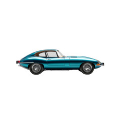 Fototapeta premium Classic Teal Jaguar E-Type Sports Car Profile View