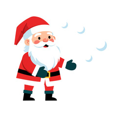 Cute cartoon Santa Claus character in a red suit gesturing, isolated vector illustration for Christmas holiday design