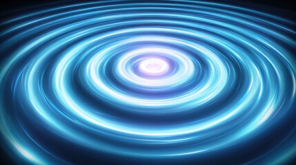 Obraz premium Abstract concentric ripples in blue hues, radiating outwards from a glowing, ethereal center point