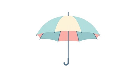 Obraz premium Minimalist flat design illustration of an open umbrella, pastel tones, isolated on white.