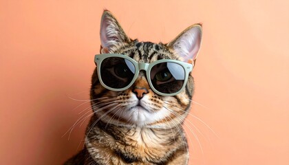Fashionable Cat Wearing Glasses with Minimal Style