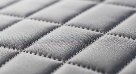 Obraz premium Close-up of Gray Quilted Fabric with Stitching Detail.